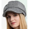 thumbnail image 2 of CoCopeaunts Stripe Newsboy Hat for Women Winter Tweed Newsboy Cap Fiddler Cap Visor Cabbie Painter Hat Bakerboy Hat Beret Cap, 2 of 5