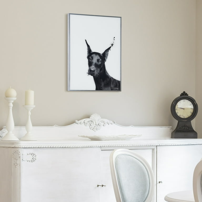  Empire Art Direct Doberman Black and White Pet Paintings on  Printed Glass Encased with a Black Anodized Frame, Ready to Hang, Living  Room, Bedroom & Office, 24 x 18 x 1