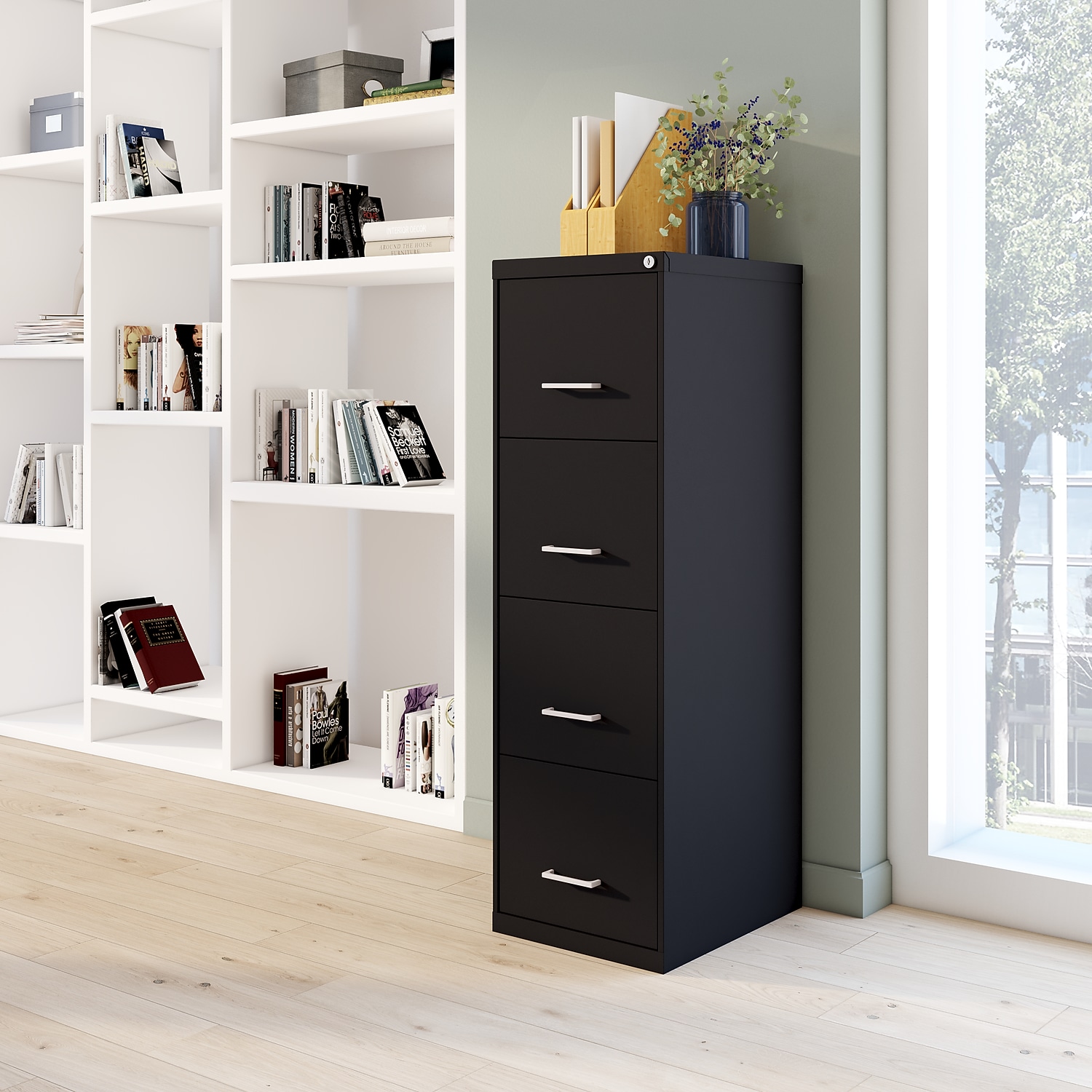 MyOfficeInnovations 4-Drawer Vertical File Cabinet Locking Letter Black 18"D (52152) 2806660