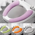 thumbnail image 2 of Funda de asiento de inodoro universal, suave, de color sólido, con adhesivo, lavable, para calentar el asiento del inodoro, 2 of 6