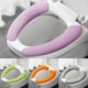 thumbnail image 2 of Funda de asiento de inodoro universal, suave, de color sólido, con adhesivo, lavable, para calentar el asiento del inodoro, 2 of 6