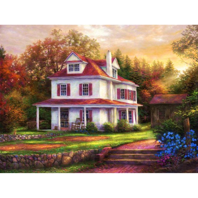 Diamond (DB5256) Casa de campo serie flores y plantas redonda resina LD94 20X30cm Hugtrwg Para estrenar