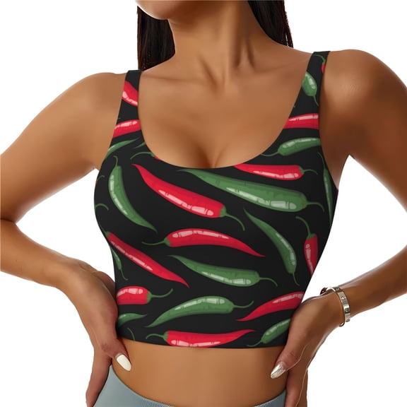 Sports Bras for Women High Support -Bell Pepper Soft Athletic Crop Workout Tank Top for Women