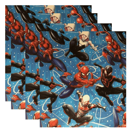 Spiderman Wrapping Paper Cartoons Themed Gift Wrapper Made from Premium Paper for Kids Girls Boys Teens Birthday Christmas Halloween Hanukkah Baby Showers Holiday Gift Cover(4 Rolls-80sq ft)