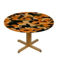 thumbnail image 3 of Nawypu Orange Black Round Tablecloth with Elastic Edge Camo Vibrant Camouflage Lattice Fitted Table Cloths Cover Mat Abstract Texture Tables, 3 of 7
