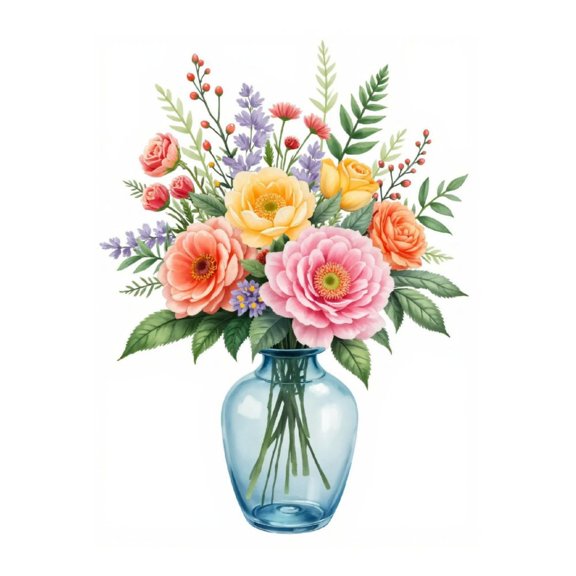 Diamond Art Kits for Adults - 5d Colorful Floral Bouquet In Vase Diamond Painting for Adults, Diamond Art for Adults Beginners, Diamond Painting Kits for Adults for Home Wall Decor