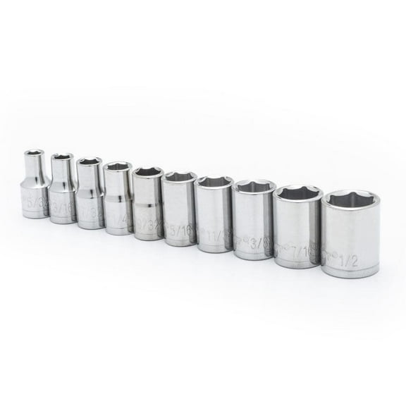 Crescent Assorted Sizes x 1/4 in. drive SAE 6 Point Socket Set 10 pc.