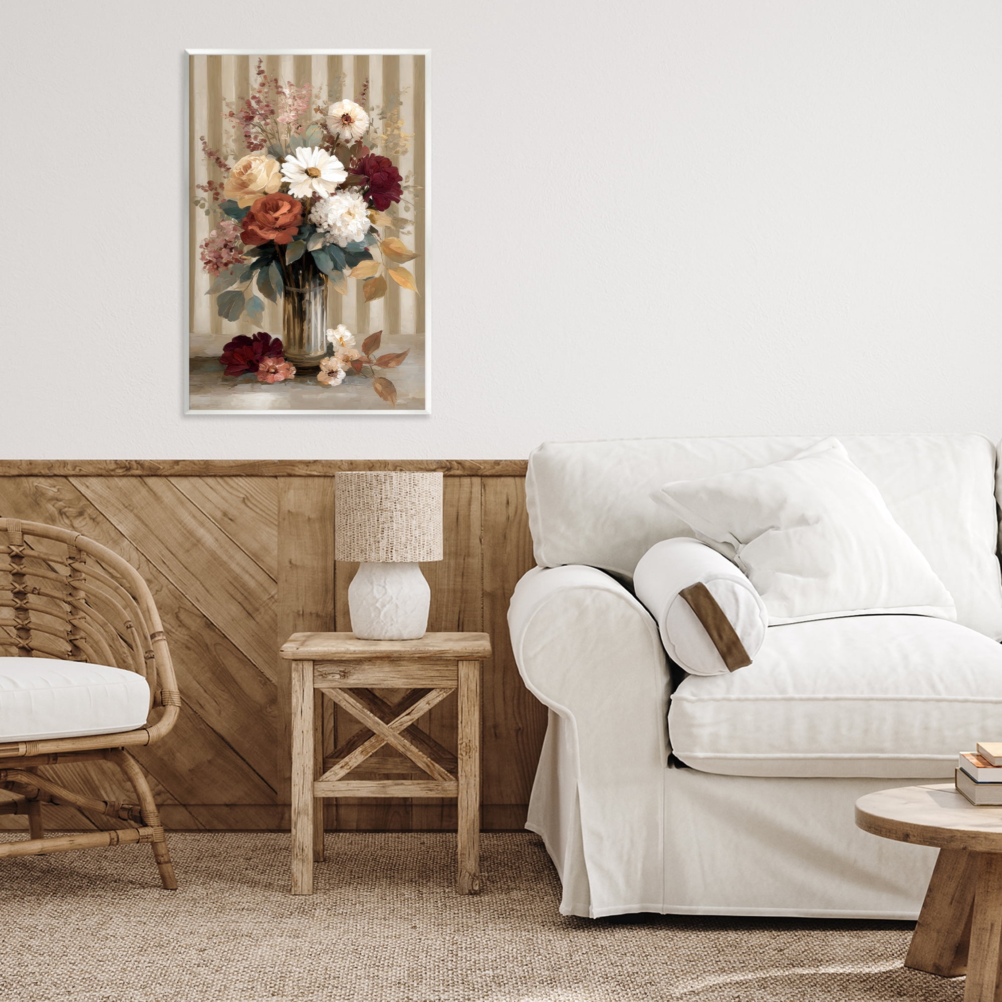Stupell Industries Vintage Arrangement with Stripes Wall Plaque Art, design by Petal Prints Design