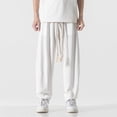 thumbnail image 3 of JHLZHS Men's Pants Casual Relaxed Fit Stretch Men's Linen Pants Japanese Pants Large Loose Casual Wide Leg Pants Cargo Pants Cargo Work Pants for Men Loose Fit, 3 of 3