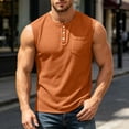 thumbnail image 6 of Horkkom Tank Tops Men Solid Color Button Sleeveless Shirts Vacation Workout Casual Shirts with Pockets, S-3XL, 6 of 9