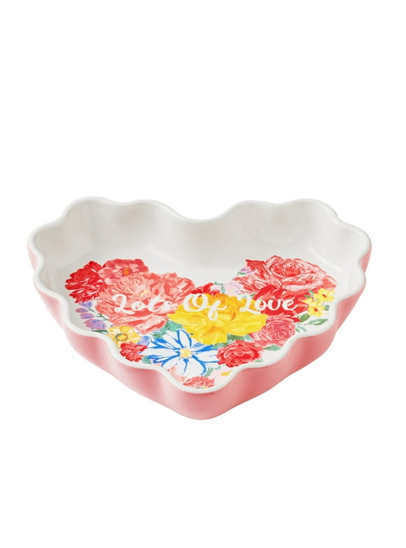The Pioneer Woman Heart Shaped Ceramic Baking Dish, 9.65 in x 7 in