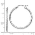 thumbnail image 3 of FB Jewels Sterling Silver Rhodium-plated 2.00mm Diamond Cut Hoop Earrings, 3 of 3