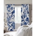 thumbnail image 4 of Blue Spring Floral Blackout Curtains for Bedroom Living Room Darkening Curtains 84 Inch Length 2 Panels Set Summer Botanical Bird Window Curtain Insulated Window Treatment Grommet Drapes 52"x84", 4 of 9