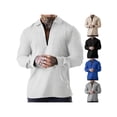 thumbnail image 6 of Liacowi Men's Spring Autumn Casual Shirts Solid Color Long Sleeve Lapel Tops Half Zipper Shirts, 6 of 7