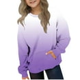 thumbnail image 2 of DxhmoneyHX Crewneck Sweatshirts for Girls Plaid Graphic Oversized Sweatshirt Lightweight Kids Long Sleeve Cute Pullover Tops with Pocket 2-12 Years, 2 of 7