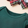 thumbnail image 5 of 18-24 Months Infant Newborn Baby Girl Clothes Long Sleeve Fall Winter 0 3 6 9 12 18 Months Infant Outfits Ruffle Sleeve Romper Bodysuit Grid Overall Dress Infant Girls Set,Green, 5 of 9