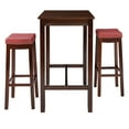thumbnail image 5 of Linon Claridge 3-Piece Bar Height Tavern Set, Brown with Red Faux Leather, 5 of 9