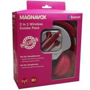 Magnavox Bluetooth 2 in 1 Wireless Headphone/Earphone Combo Pack Pink MBH571-PK