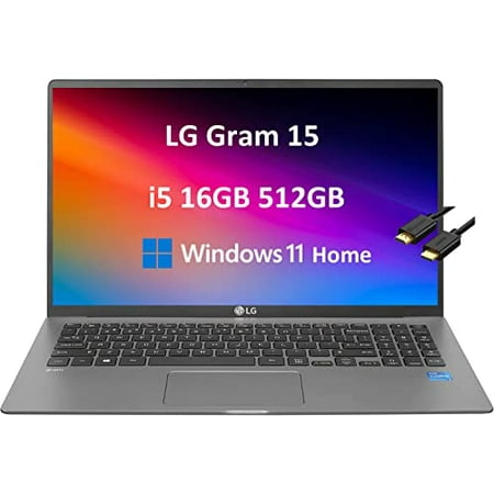 LG Gram 15 15Z95N Ultra Lightweight 15.6" FHD Intel i5-1135G7, 16GB RAM, 512GB SSD,UHD Graphics) Military Grade Business Laptop, 21hr Battery, Backlit KB, Webcam, Windows 11 Home (used)
