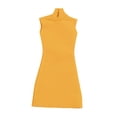 thumbnail image 3 of Vestido ajustado a escala 1/6, minivestido corto con cuello simulado, elegante vestido de verano en miniatura. amarillo oscuro, 3 of 8