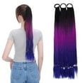 thumbnail image 2 of Benehair 12 Strands Twist Box Braids Ponytail Bright Pigtail Hair Extensions Dreadlocks Kanekalon Crochet Braids for Women 24" Black+Dark Purple+Purple+Royal Blue, 2 of 5