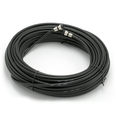 Ds3 Coaxial Cable (100' Feet, Black RG6 Coaxial Cable (Coax), Made in the USA, with rubber booted - weather proof - outdoor rated Compression Connectors, F81 / RF, Digital Coax for CATV, Antenna,)