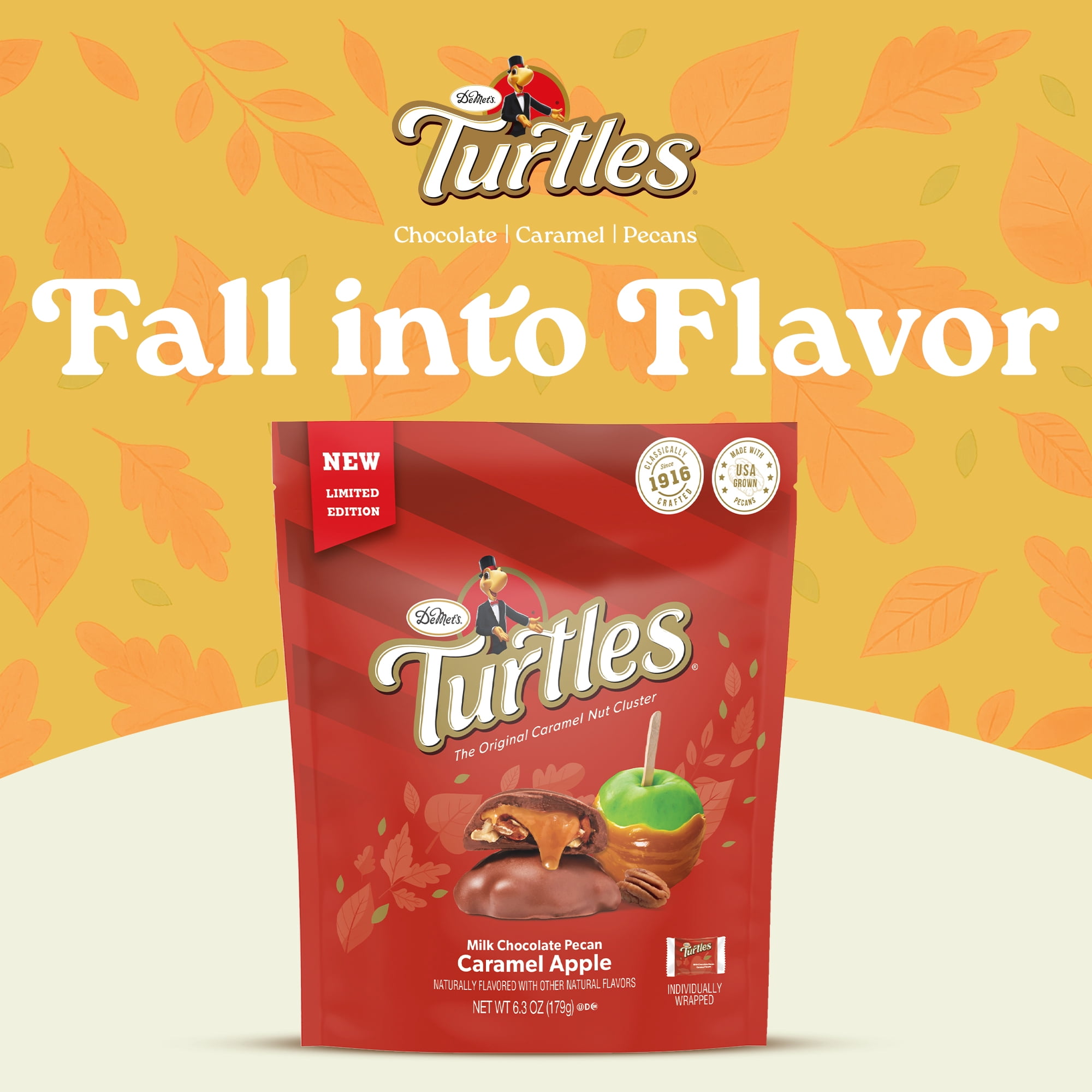 DeMet's Turtles, Caramel Apple Pecan Clusters, 6.3 oz Bag