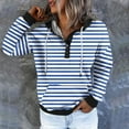 thumbnail image 3 of Scyoekwg Women'S Sweatshirts Fall Hoodies Casual Hooded Button Drawstring Sweatshirt Pocket Long Sleeve Trendy Pullover Tops Striped Printed Graphic Sweatshirt (Light Blue,XL), 3 of 5