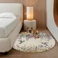thumbnail image 2 of Spring Floral Round Area Rug 7Ft Washable Circle Rugs for Dorm Laundry Room, Daisy Sunflowers Wisteria Hummingbird Beige Non-Slip Carpet Floor Mats Indoor Outdoor Carpet Runner Aesthetic Home Decor, 2 of 8