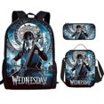 thumbnail image 1 of Wednesday Addams Backpack Three-piece Set Student School Bag Canvas Bag V, 1 of 4