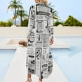 thumbnail image 2 of Old Newspaper Long Sleeved Shirt Dress summer dress loose women's dress women's clothing trend wedding dresses for parties, 2 of 6