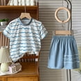 thumbnail image 2 of akafmk Boys Fashion Clothes 2-Piece Outfits Short Sleeve Graphic Tees Tops Elastic Waist Shorts Summer Daily Wear Playwear Sets 0-12 Years, 2 of 6