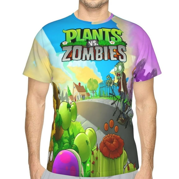 Unisex Adult Plants vs Zombi-e T-Shirts, 3D Graphic Novelty Shirts Crewneck Short Sleeve Tees for Men Women