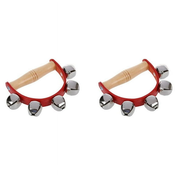 2X Tambourine Handbell Kid Child Early Educational Musical Instrument Rhythm Shaking Small Jingle Toy Tool