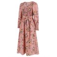thumbnail image 5 of GXFC Women Wrap Midi Dress Vintage Long Sleeve Flower Print Flowy Dress, 5 of 8