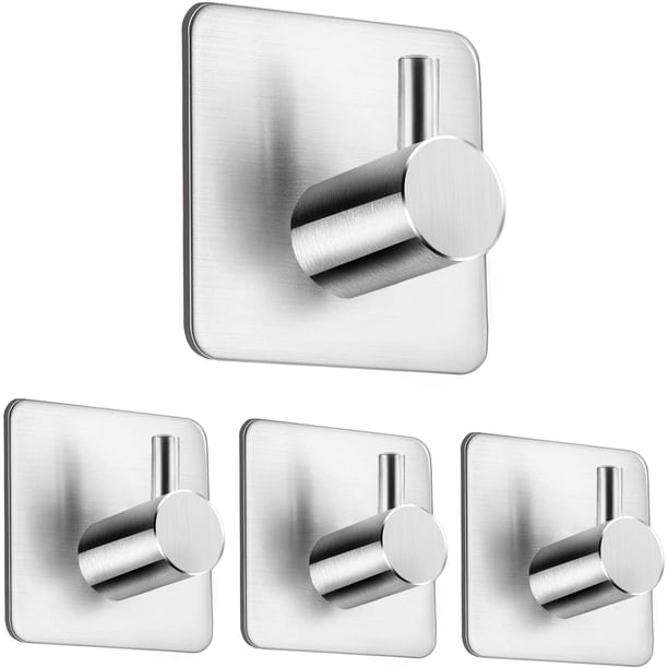 Gancho autoadhesivo de acero inoxidable resistente, fácil de instalar, organizador de almacenamiento para baño, cocina y hogar (impermeable, a prueba de óxido, fuerte adherencia, acabado pulido)