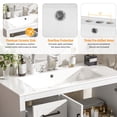 thumbnail image 6 of 36 inch White Bathroom Vanity with Ceramic Sink, Soft-Close Doors, 3 Drawers & Adjustable Shelf, Freestanding Storage Cabinet for Small Bathrooms, 6 of 9