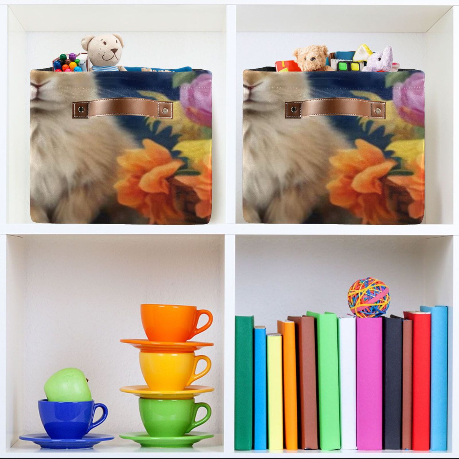 Rabbit Easter Eggs Flowers Storage Bins Baskets With Handles Storage Box Clothes Organizer Organization Toys