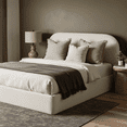 thumbnail image 2 of Aykah Lunel Boucle Queen Bed Frame with Storage, Upholstered Headboard, Metal Bed Frame Queen Size with Headboard, Hydraulic Storage System, No Box Spring Required (Marshmallow Boucle), 2 of 10