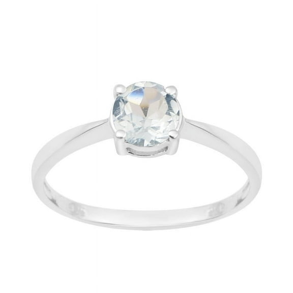 0.75 Ctw Round Cut Aquamarine Gemstone 925 Sterling Silver Solitaire Women Wedding Ring
