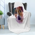 thumbnail image 4 of Jack Russell Soft Flannel Fleece Blanket, Watercolor Style Animal Portrait House Pet with Surprised Expression, Cozy Plush for Indoor and Outdoor Use, 70" x 90", Brown and Multicolor, by Ambesonne, 4 of 5