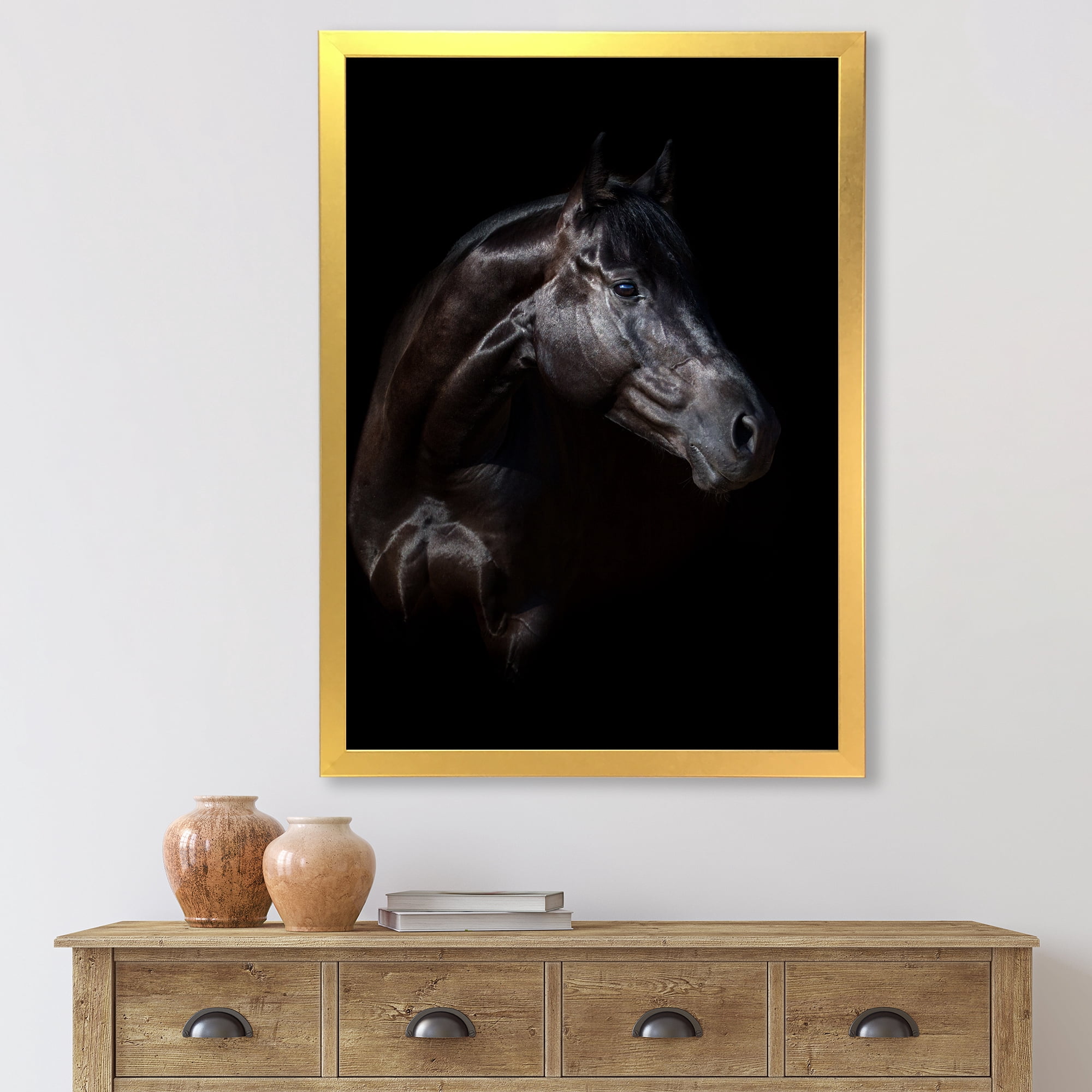 Designart 'Silhouette Of Horse and Woman' Farmhouse Framed Art Print