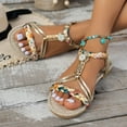 thumbnail image 3 of Bohemian Beach Dress Sandals for Women 2025 Summer Boho Braided Open Toe Flats Slingback Dressy Sandals, 3 of 6