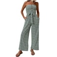 thumbnail image 2 of ICHUANYI Clearance Fashion Women Summer Casual Sexy Short Sleeve Printing Bandage Pants Jumpsuits(Green, S) ICHUANYI WER2023081004489, 2 of 6