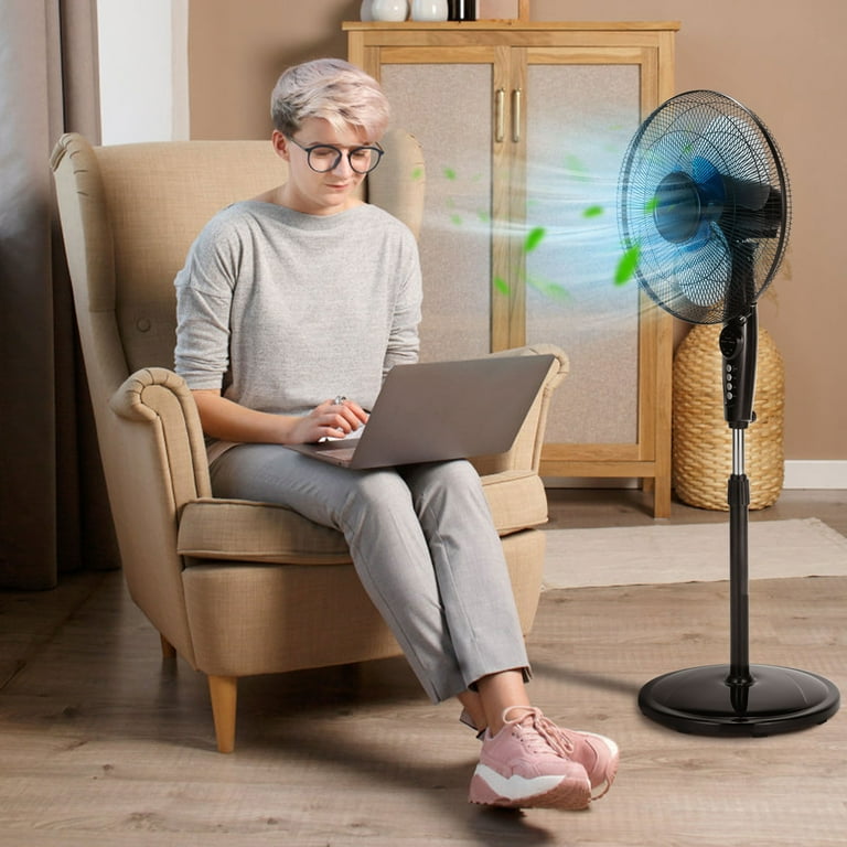 Gymax Home Office 18'' Dual Blade Pedestal Fan Adjustable