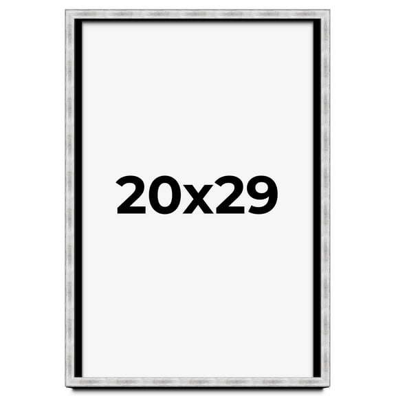 20x29 Frame Brushed Silver Solid Wood Picture Frame | 0.75 Inch Moulding Width | Rabbet Depth 0.75