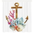 thumbnail image 3 of Ambesonne Colorful Shower Curtain, Anchor Corals Seaweed, 69"Wx84"L, Caramel Multicolor, 3 of 5
