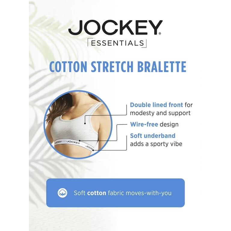 Jockey® Essentials Women's Cotton Stretch Scoop Bralette, Wirefree Comfort  Bra, Sizes Small-3XL, 5691