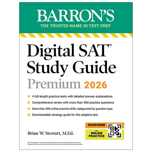 Barron's SAT Prep Digital SAT Study Guide Premium, 2026: 3 Practice Tests   Comprehensive Review   Online Practice, (Paperback)