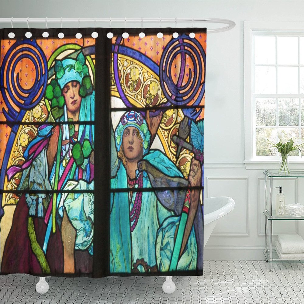 PKNMT The Nouveau Stained Glass Window by Alfons Mucha St Polyester